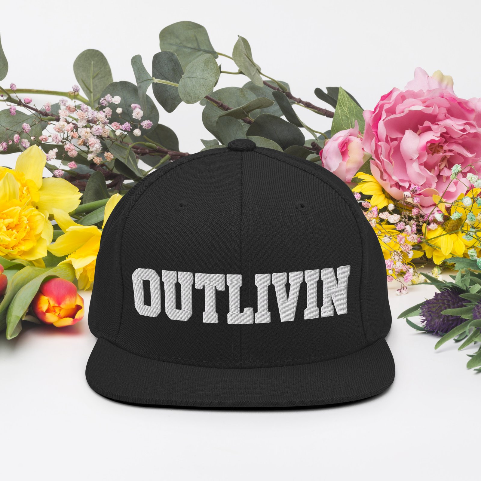 Outlivin Snapback Hat Black - Image 3