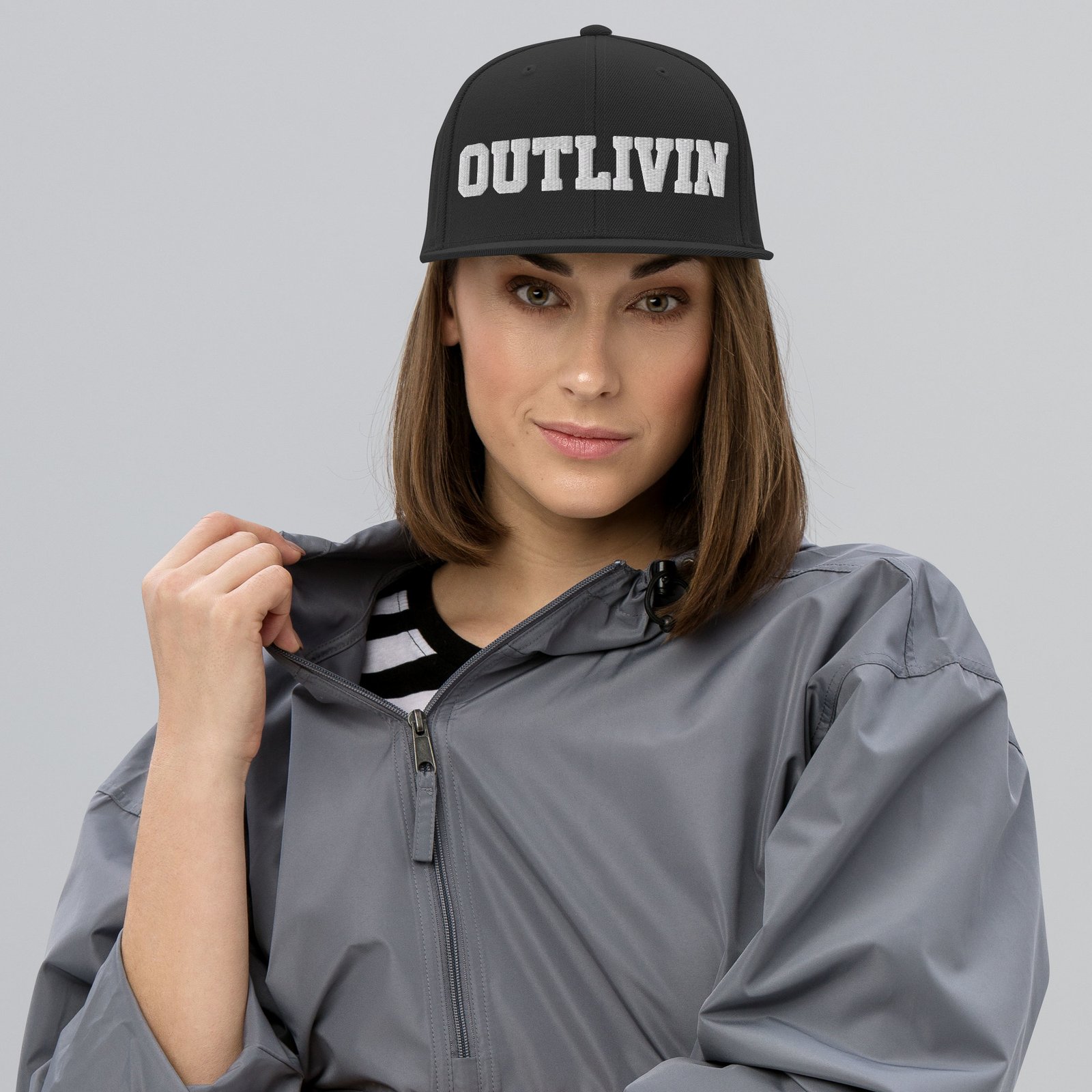 Outlivin Snapback Hat Black - Image 6