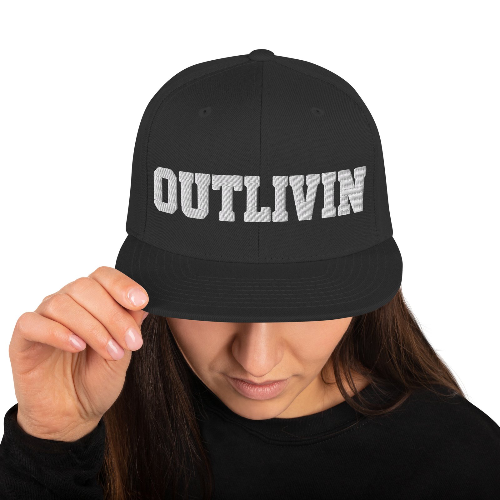 Outlivin Snapback Hat Black - Image 7