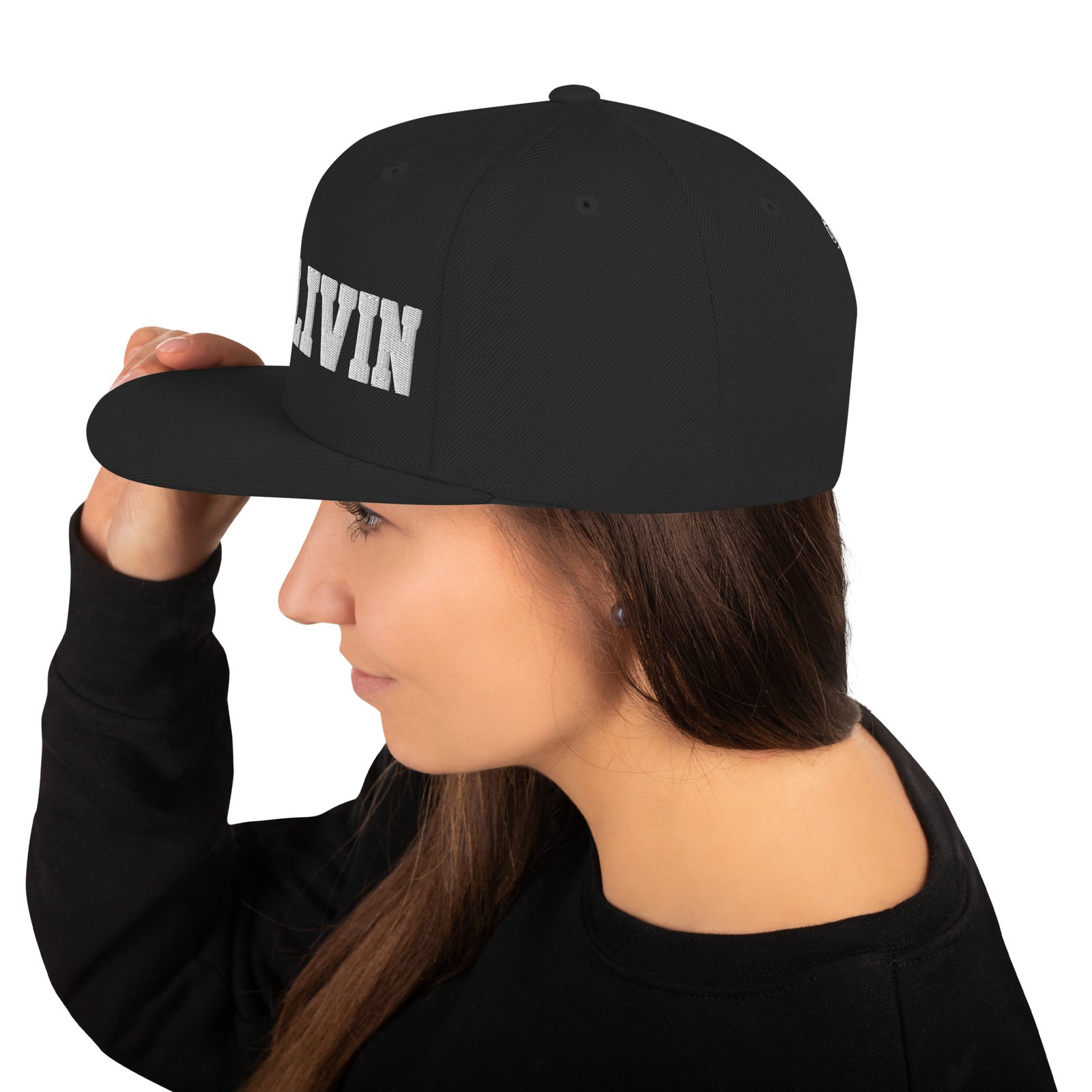 Outlivin Snapback Hat Black - Image 9