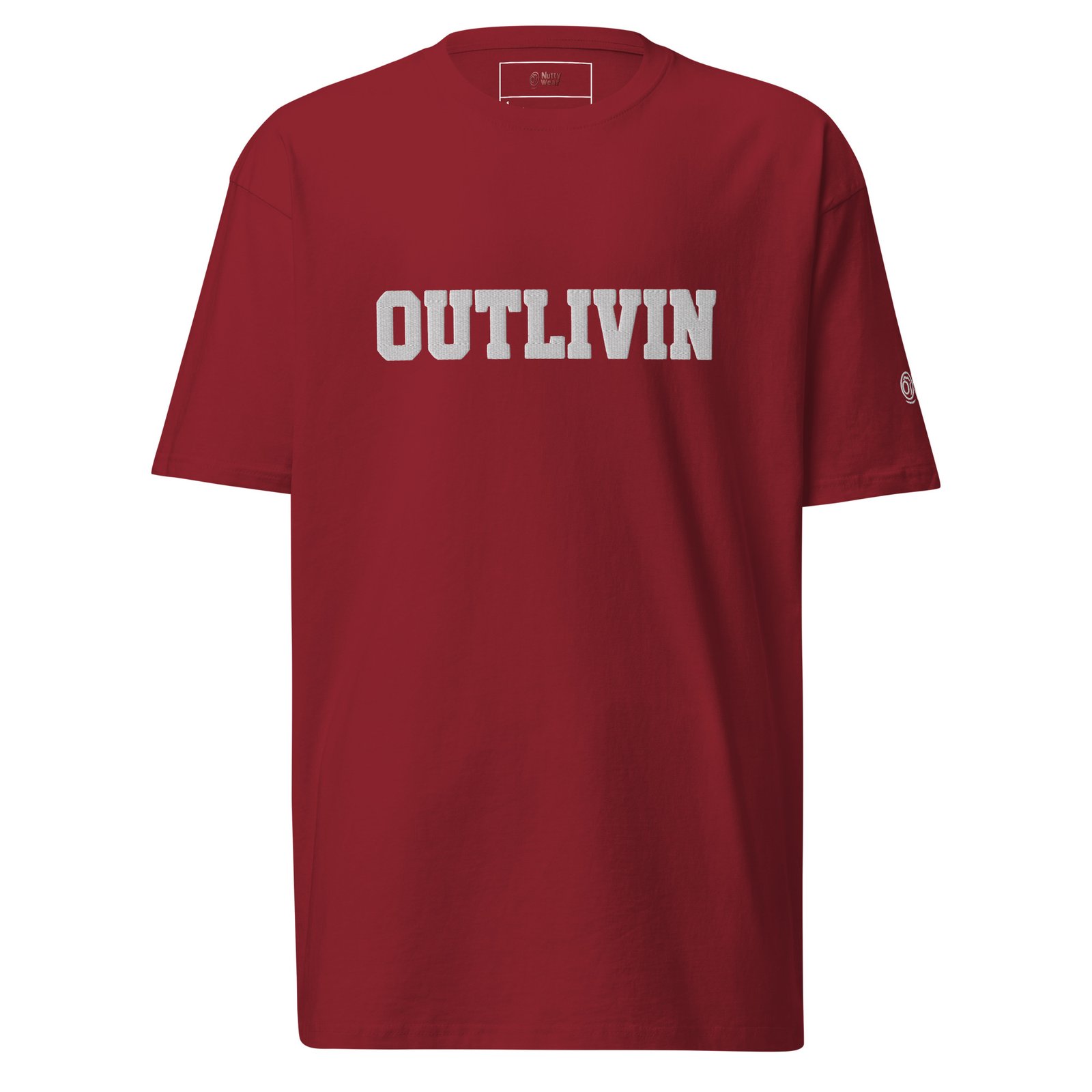 OUTLIVIN Embroidered Heavyweight T-Shirt - White Lettering - Image 3