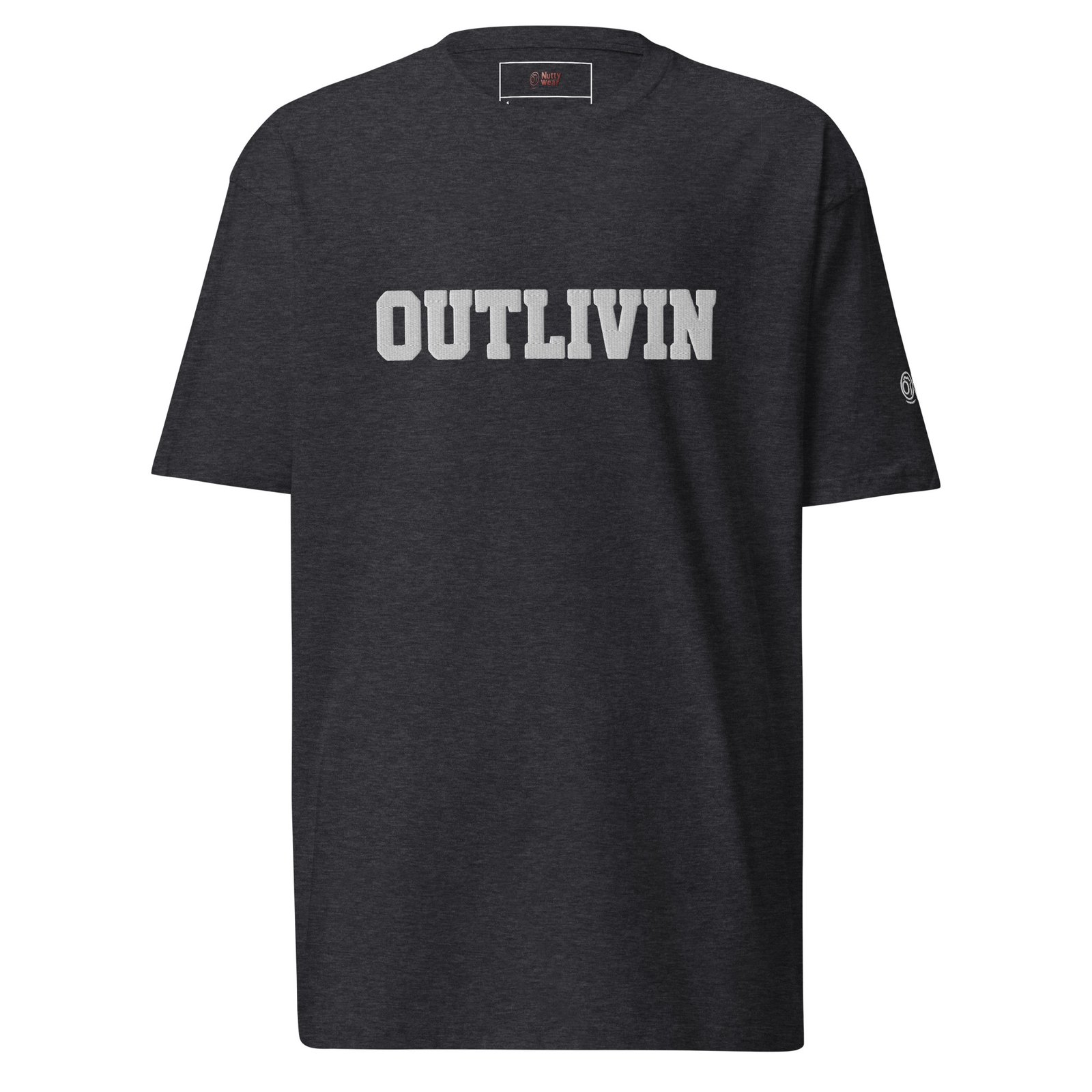 OUTLIVIN Embroidered Heavyweight T-Shirt - White Lettering - Image 2