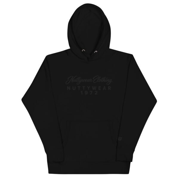 Nuttywear Clothing 1972 Embroidered Hoodie - Black Lettering - Black, S