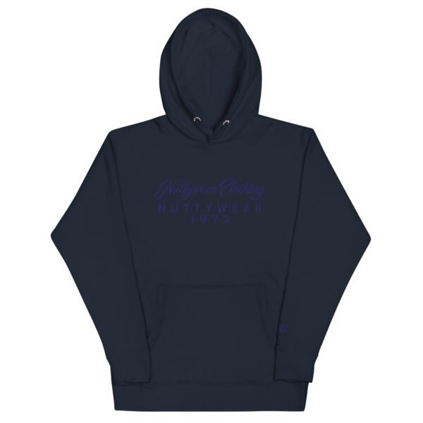 Nuttywear Clothing 1972 Embroidered Hoodie - Navy on Navy - S