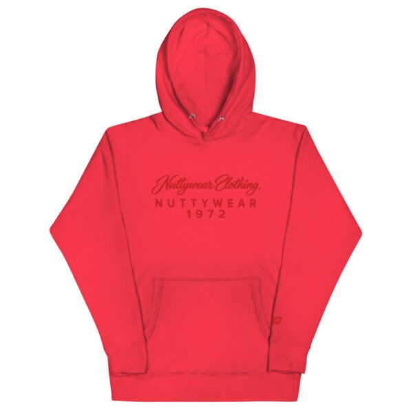 Nuttywear Clothing 1972 Embroidered Hoodie - Red on Red - S